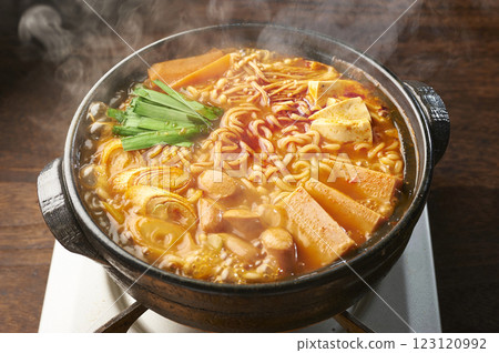 Hot and delicious budae jjigae 123120992