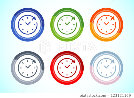 Long lasting icon design illustration. Durability icon design. Represents durability. 6 color button design set Long lasting icon design illustration. Durability icon design. Represents durability. 6 color button design set 123121169