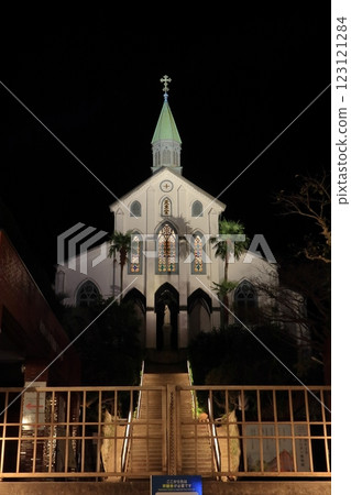 Oura Cathedral illuminated in the dark night 123121284