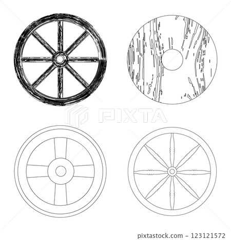 vintage wooden wheel vector icon vintage wooden wheel vector icon 123121572