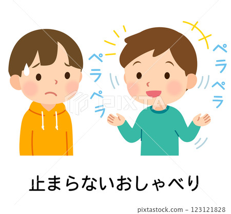 患有發展障礙的男孩不停地說話 123121828