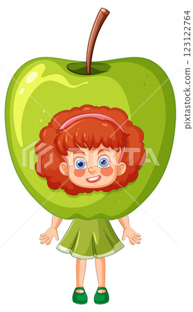 Girl with Apple Costume Illustration Girl with Apple Costume Illustration 123122764