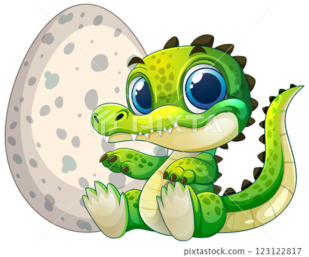 Adorable Baby Crocodile with Egg 123122817