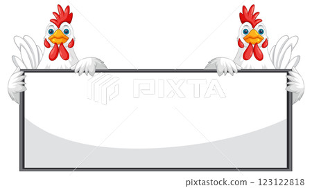 Chickens Holding a Blank Sign Chickens Holding a Blank Sign 123122818