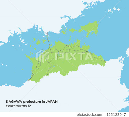 Green simple road map of Kagawa prefecture in Japan 123122947