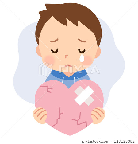 A boy in tears, hurting his heart - Children's mental health - Mental care 123123092