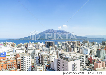 Kagoshima City, Kagoshima Prefecture Sakurajima emitting smoke as seen from Kagoshima City Kagoshima City, Kagoshima Prefecture Sakurajima emitting smoke as seen from Kagoshima City 123123499