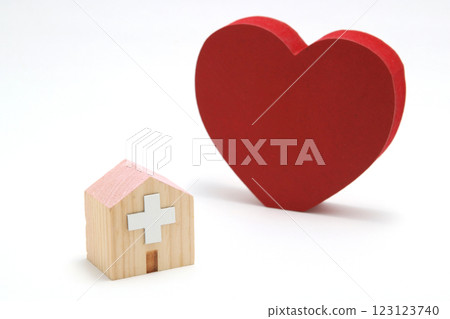 Heart and hospital miniature - medical, welfare and health image Heart and hospital miniature - medical, welfare and health image 123123740