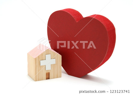 Heart and hospital miniature - medical, welfare and health image Heart and hospital miniature - medical, welfare and health image 123123741
