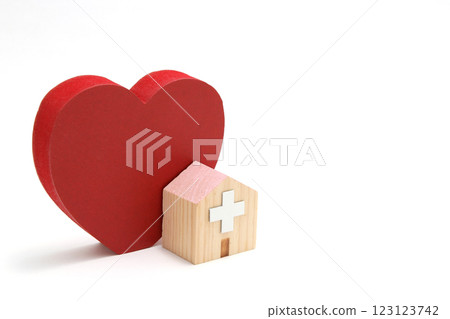 Heart and hospital miniature - medical, welfare and health image Heart and hospital miniature - medical, welfare and health image 123123742