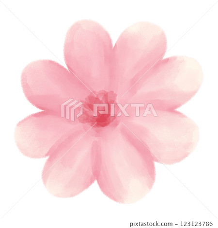 Large blooming pink flower hand-drawn watercolor illustration 123123786