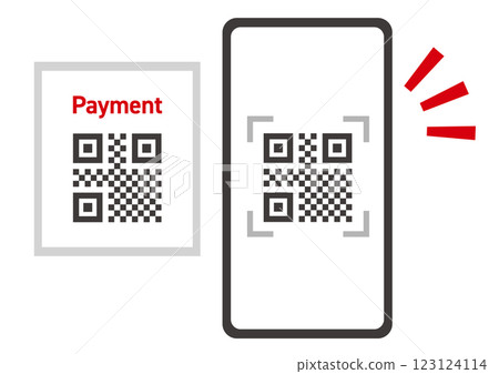 Illustration of QR code payment using smartphone and card 123124114