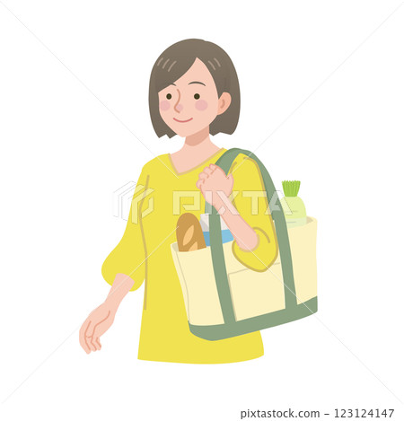 一個女人帶著購物袋 123124147