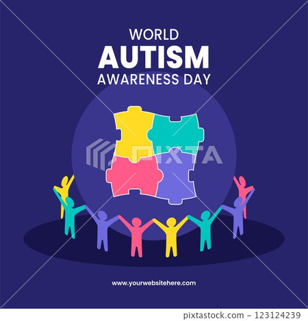 World Autism Awareness Day Social Media Illustration in Flat Cartoon Style World Autism Awareness Day Social Media Illustration in Flat Cartoon Style 123124239