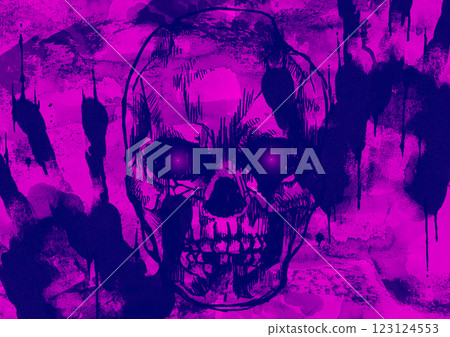 Purple spooky skeleton and handprint textured background 123124553