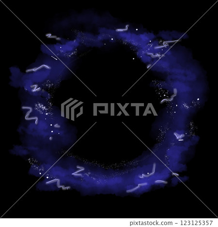 Portal Frame Blue Clouds with Lightning, Illustration Template for Web and Print 123125357