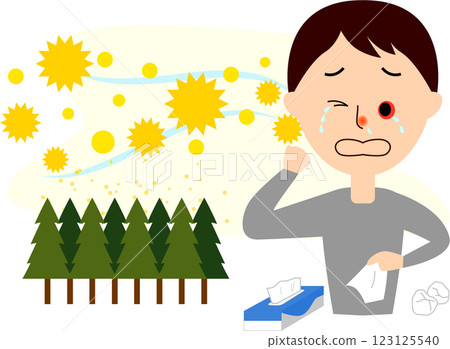 A man sneezing due to hay fever 123125540