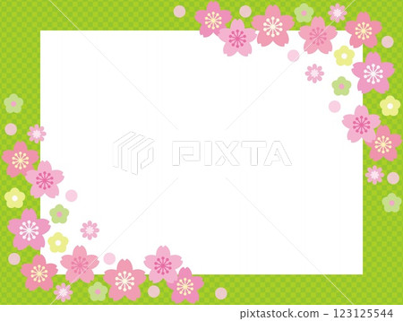 Cherry blossom frame white space checkered pattern 123125544