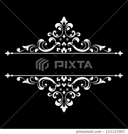 Vintage black and white element. Graphic vector design. Damask graphic ornament. Vintage black and white element. Graphic vector design. Damask graphic ornament. 123125907