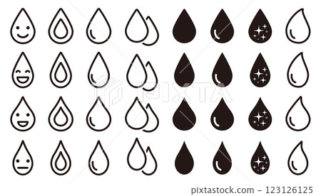 Various water droplet icon set (black) 123126125
