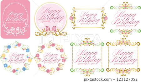 Vintage calligraphy style wedding label <Birthday, Happy Birthday, Red> Vintage calligraphy style wedding label <Birthday, Happy Birthday, Red> 123127052