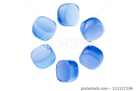 Transparent blue glass geometries, 3d rendering. Transparent blue glass geometries, 3d rendering. 123127196