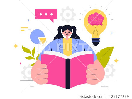 Self Improvement Illustration featuring Upskilling, Learning at Work, Educational Qualifications, and Personal Growth for Career and Self Development 123127289