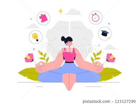 Self Improvement Illustration featuring Upskilling, Learning at Work, Educational Qualifications, and Personal Growth for Career and Self Development 123127290