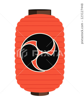 日式紅燈籠向量插圖_Mitsutomoe 徽章 123127448