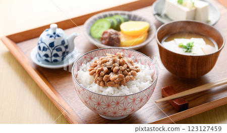 Japanese cuisine Natto on rice Japanese cuisine Natto on rice 123127459