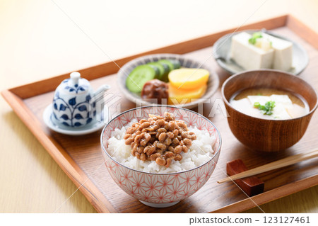 Japanese cuisine Natto on rice Japanese cuisine Natto on rice 123127461
