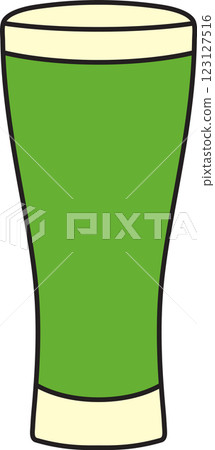 St. Patrick's Day, illustration, glass of foamy green beer, retro vintage style, vector flat icon isolated on a white transparent background 123127516