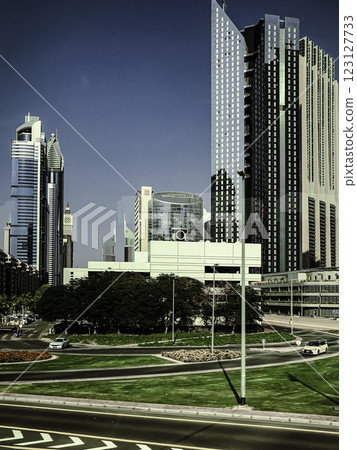 Modern Dubai Urban Landscape with Luxury Skyscrapers and Green Infrastructure in 2017 Modern Dubai Urban Landscape with Luxury Skyscrapers and Green Infrastructure in 2017 123127733