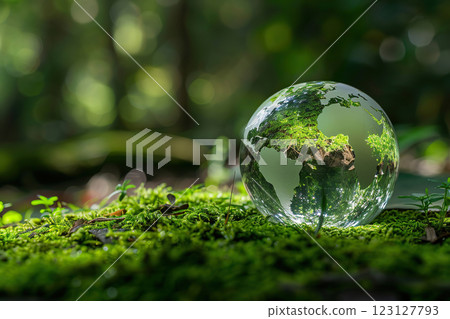 Greeting card with holiday composition for world environment day, abstract vivid composition consists of fictional unreal fantastic vision on background 123127793