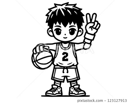 簡單的籃球男孩插畫素材(透明背景)AI生成 簡單的籃球男孩插畫素材(透明背景)AI生成 123127913