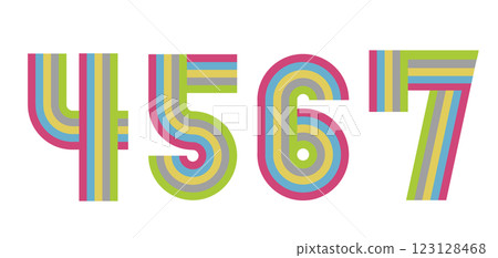 4,5,6,7 Numbers Design Rainbow Color 2 123128468