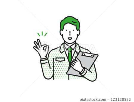 Man in work clothes giving a good sign 3 123128582