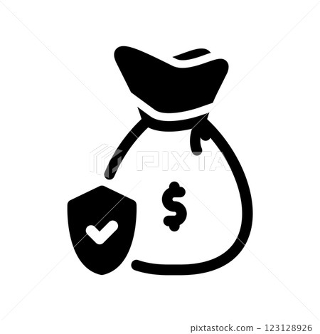 A simple vector icon representing protected cash account A simple vector icon representing protected cash account 123128926