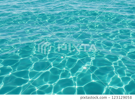 Shimmering light on the surface of turquoise water (AI-generated image) 123129058