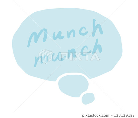 "Munch munch" handwritten text in speech bubble Vector illustration "Munch munch" handwritten text in speech bubble Vector illustration 123129182