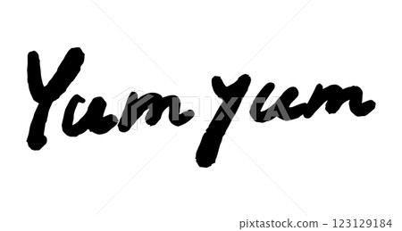 "Yum Yum" handwritten lettering vector illustration 123129184