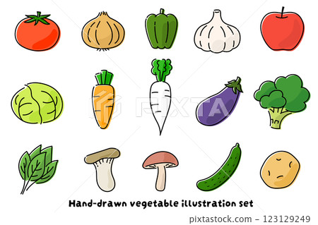 手繪蔬菜插圖集（彩色） 123129249