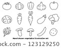 Hand-drawn vegetable illustration set (black and white) 123129250