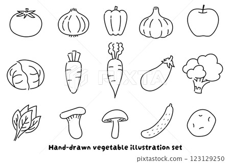 手繪蔬菜插圖集（黑白） 123129250