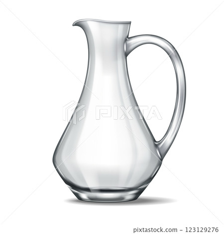 Tall and slender transparent glass pitcher Tall and slender transparent glass pitcher 123129276