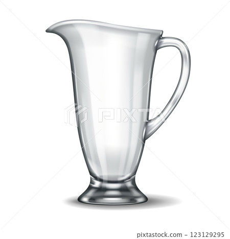 Graceful footed glass pitcher with flared spout 123129295