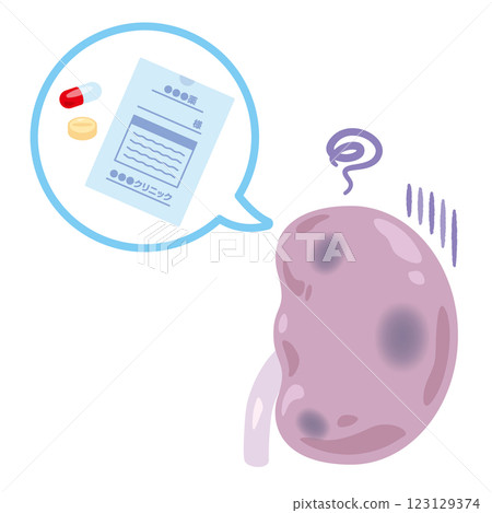 Illustration of drugs and unwell kidneys 123129374