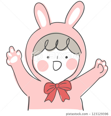 An illustration of a child in a rabbit costume 123129396