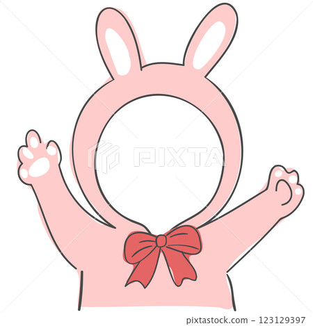 Rabbit costume Illustration with a face cutout 123129397