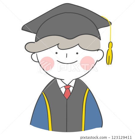 A character illustration in a graduation gown and cap A character illustration in a graduation gown and cap 123129411